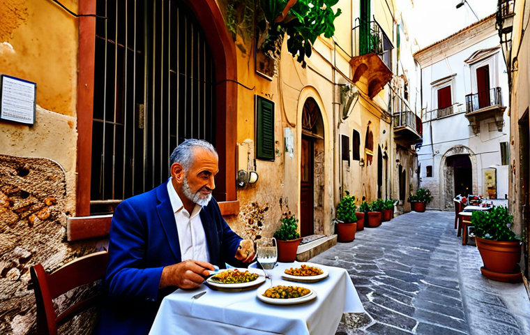 **

"A traveler exploring a hidden trattoria in Trapani, Sicily. The scene is warm and inviting, with the aroma of fresh seafood filling the air. The traveler is fully clothed in modest attire, enjoying an authentic Sicilian meal. Safe for work, appropriate content, professional photography, perfect anatomy, natural proportions, family-friendly."

**